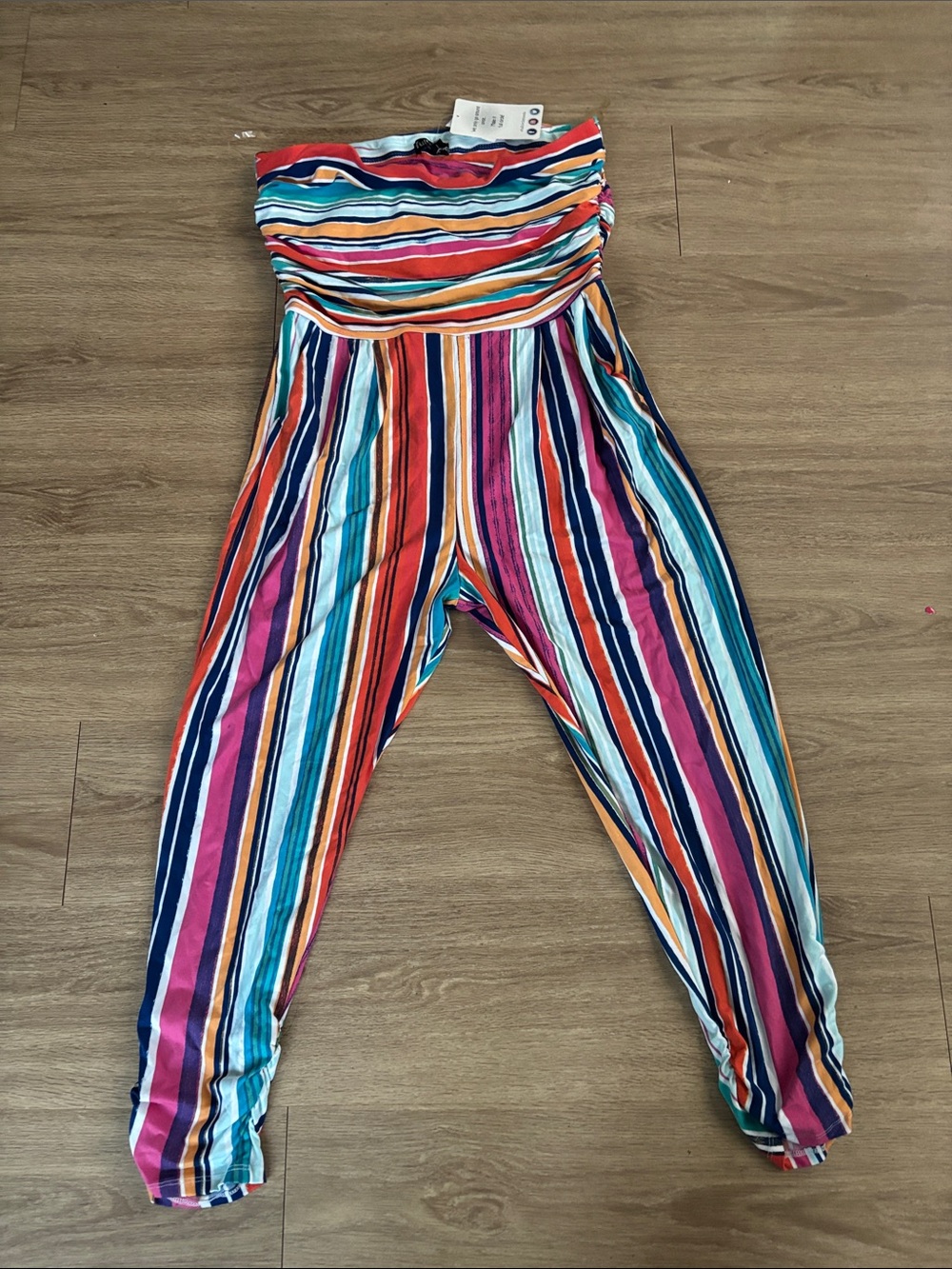 Striped Multicolor Strapless Jumpsuit - Vibrant Summer Style